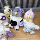 Vtg Puffkins Easter Plush Lot Of 11 Swibco Bunnies Lambs Peeps With Name Tags