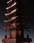Japanese Old Vintage Wooden Figure Five Storied Pagoda Lamp          