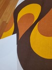 Awesome Rare Vintage Mid Century Retro 70s Yel Brn Ribbon Wave Loop Fabric  Look