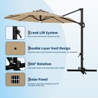 Outdoor Patio Umbrella With Base Included  Solar Led Lights 360 Rotation Patio