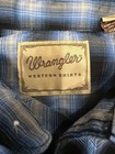 Wrangler Men s Western Shirt Blue Black Plaid Short Sleeve Snap Button  Size M
