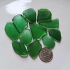 Green Sea Glass 11 X-lg Frosty Kelly Pieces Jq Genuine Surf Tumbled Nyc Beach 