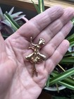 Vtg Mcm Dancing Ballerina Dancer Petalette Brooch Pin Gold Tone Lt Pink blue