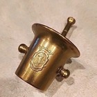 Vintage Estate Solid Brass Apothecary Mortar   Pestle Lion Coat Of Arms