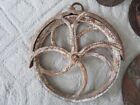 Amazing Large Old Vintage Cast Iron Antique Farm Well Pulley White Rusty Patina