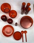 Set Of Dansk Designs Mcm Red Melamine Plastic Cups Bowls Plates Vintage 60s