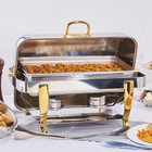 Vintage Heavy-duty Stainless Steel Chafer With Gold Accents  8 Quart