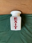 Vintage Exit Ceiling Light Fixture Sign White Glass Globe Old Industrial 353-25e