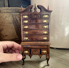 Vtg Concord Miniatures 1 12 Dollhouse Wood Queen Anne Bonnet Top Highboy Chest