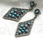 Vintage Taxco Sterling Silver Turquoise   Amethyst Earrings - Matl Style