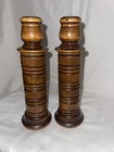 Vintage Mcm Carved Wood Candlestick Holder Mid Century Modern Boho Rustic Decor