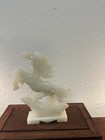 Happy Year Of Horse  Chinese Milky Jade Carved Horse On Top Of Gold Ingot Statue