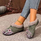 Winter Cozy Fleece Slippers Soft Warm Shoes Womes Casual Embroidered Flat Shoes