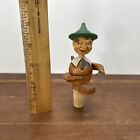 Vintage Anri Italy Wood Wine Bottle Stopper Cork German Man Drums Mechanical