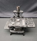 Cast Iron Crescent Vintage Antique Ornate Miniature Stove Decorative Collectible