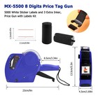 Mx-5500 8 Digits Price Tag Gun With 5000 White Sticker Labels And 3 Extra Ink   