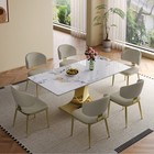 71  Rectangular Dining Table Set For 6-8 dining Table With 8 Grey Leather Chairs