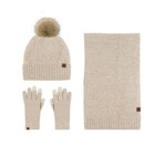 Womens Ladies Thick Knit Hat Scarf And Touchscreen Gloves Set Knitted Winter New