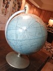 Rand Mcnally World Globe Blue Metal Base Classic Rotating Antique Finish
