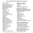 Sig Sauer P365 Pistol Manual Book Guide Full Disassembly Reassembly 365 - New