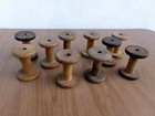 10 Antique Wooden Thread Spools Bobbin Spindles Industrial Textile Mill