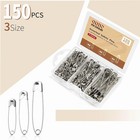 Safety Pins - 150 Pcs Assorted Sizes Silver Pins Bulk - Small   Large Heavy Duty
