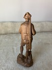 Vintage Black Forest German Hand Carved Wood Figure - Hunter With Dog