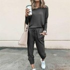 Tracksuit Set Long Sleeve Tops Pants Jogger Womens Casual Loose Sweat Suit 2pcs