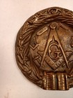 Antique Vintage Primitive Solid Brass bronze Ashtray Masonic Mason Compass