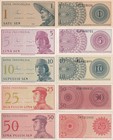 Indonesia Set 5 Pcs 1 5 10 25 50 Sen 1964 P 90 91 92 93 94 Unc Foxing Lot 5