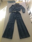 Vtg 1970s 2 Pc  Girl Boy Ladies Men Pant Suit  Mod 70s Discobell Bottoms Euc