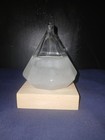 Storm Glass Weather Predictor Diamond Shape  Wood Base Blown Glass W  Crystals 
