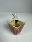Vintage Elf Fairy Pixie Small Planter Usa Pottery 506 Mcm Blue Pink Nice  