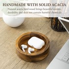 Brown Wood Round Jewelry Holder Ring Bowl  Decorative Vanity Tray  Set Of 4