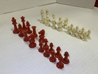 Beautiful Vintage Celluloid bakelite  36 Piece Chess Set In Original Box