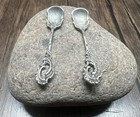 Sterling Silver 925 Set Of 2 Antique Art Nouveau Ornate Salt Spoons 8 8g