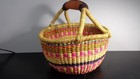 South Africa Hand Woven  bolga Basket  With Leather Handle   Hang Tag   Estate
