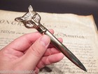 Vintage Antique Style Brass Fox Letter Opener Hunting Desk Collectible