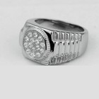 Men s Stainless Steel Cubic Zirconia brilliant Rings  8-13 high Polish box