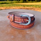 Western Belt Handmade Men s Full Grain Leather With Buckle Tolled Cowboy Belt