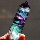 Natural Colorful Fluorite Crystal Point Hexagonal Wand Healing Quartz Stone