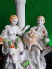 Pair Of Antique Staffordshire Victorian Couple Lamp Candle Holder Japan 19th C