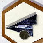 Vintage Stained Glass Brooch Artist Signed Cobalt Blue Geometric Studio Pin