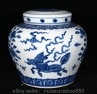 6  Marked Chinese Blue White Porcelain Flower Cover Jar Pot Pair