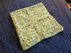 Handmade Crochet Afghan Granny Square 40x40  Green Lacy Floral Throw Blanket