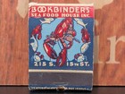 Vintage Matchbook Complete Unstruck Full Feature Bookbinders Sea Food House