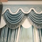 Chenille Jacquard European Luxury Blue Thick Cloth Curtain Valance Panel C108