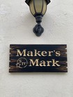 Makers Mark Bourbon Sign Carved Wood Whiskey Bar Cigar Lounge Antique Look