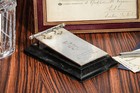 Distinguished Antique Desk Notepad Paperweight Writing Sterling Silver