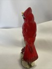 Vintage Ceramic Red Cardinal Bird Figurine On Tree Branch